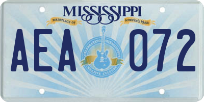 MS license plate AEA072