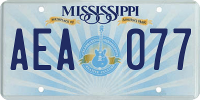 MS license plate AEA077