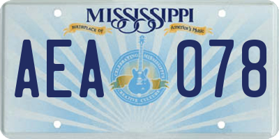 MS license plate AEA078