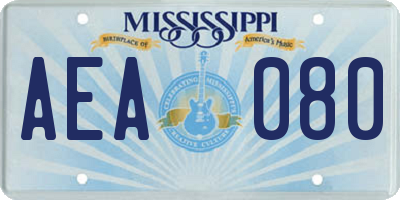 MS license plate AEA080