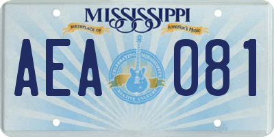 MS license plate AEA081