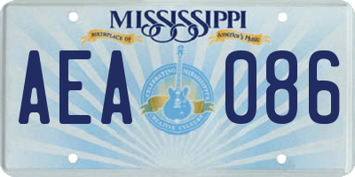 MS license plate AEA086
