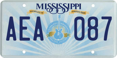 MS license plate AEA087