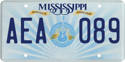 MS license plate AEA089