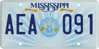 MS license plate AEA091