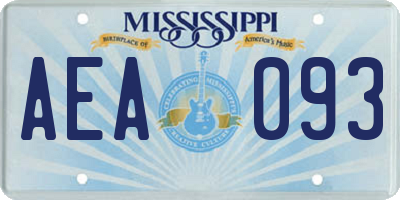 MS license plate AEA093