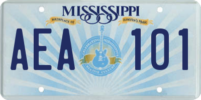 MS license plate AEA101
