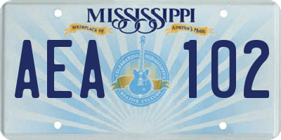 MS license plate AEA102