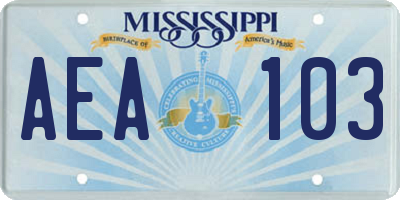 MS license plate AEA103