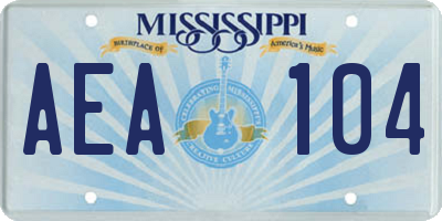 MS license plate AEA104