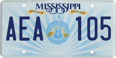 MS license plate AEA105