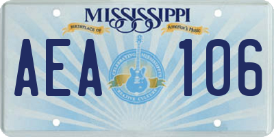 MS license plate AEA106