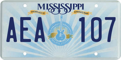 MS license plate AEA107