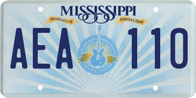 MS license plate AEA110