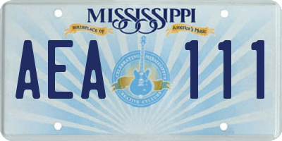 MS license plate AEA111