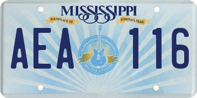MS license plate AEA116