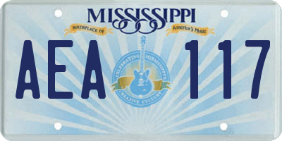 MS license plate AEA117
