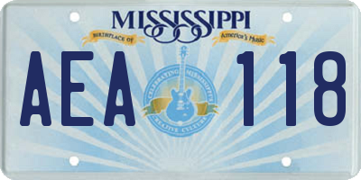 MS license plate AEA118