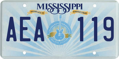 MS license plate AEA119