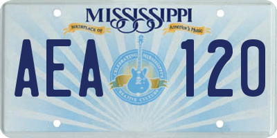 MS license plate AEA120