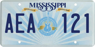 MS license plate AEA121