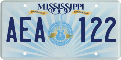 MS license plate AEA122