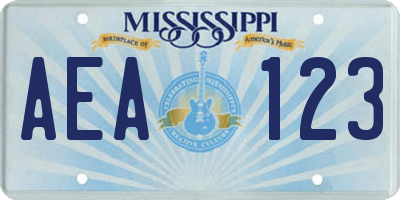 MS license plate AEA123