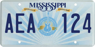 MS license plate AEA124