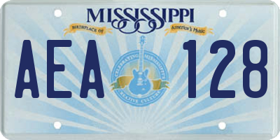 MS license plate AEA128