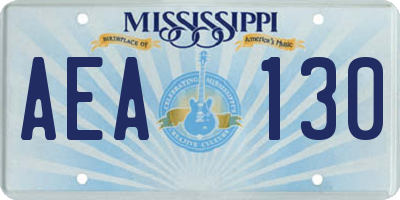 MS license plate AEA130