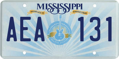 MS license plate AEA131
