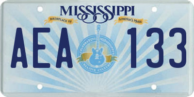 MS license plate AEA133