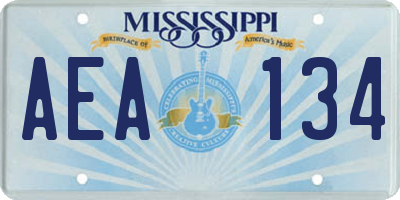 MS license plate AEA134