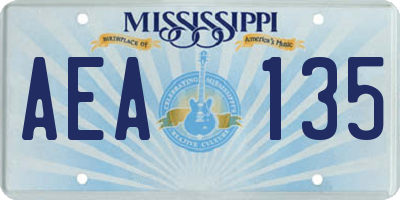 MS license plate AEA135