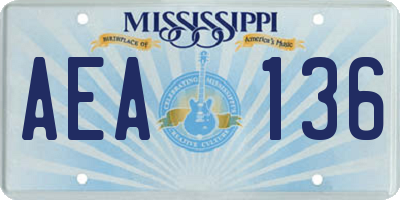 MS license plate AEA136