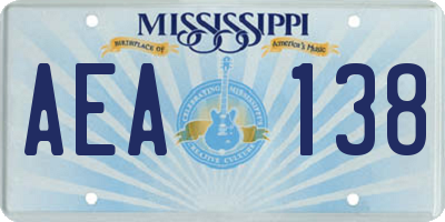 MS license plate AEA138
