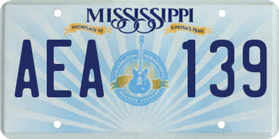 MS license plate AEA139