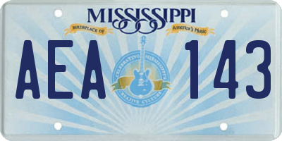 MS license plate AEA143