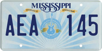 MS license plate AEA145
