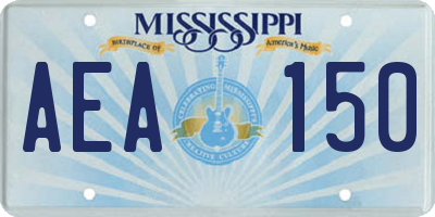 MS license plate AEA150