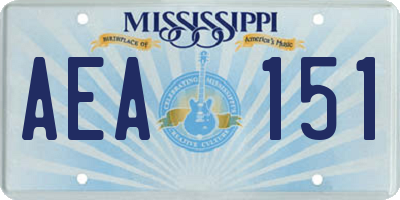 MS license plate AEA151