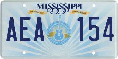 MS license plate AEA154