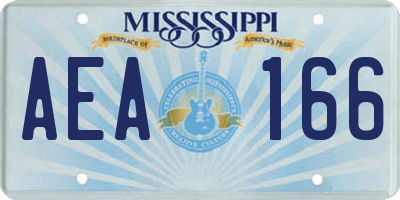 MS license plate AEA166