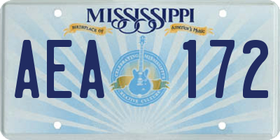 MS license plate AEA172