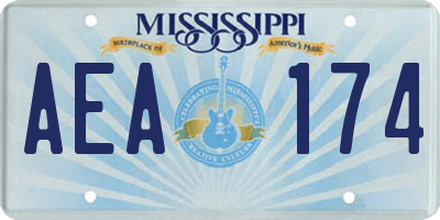 MS license plate AEA174