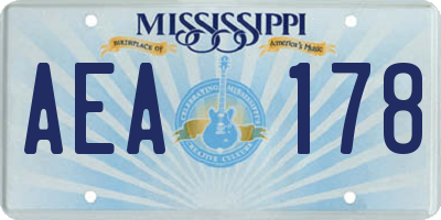 MS license plate AEA178