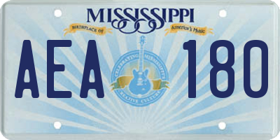 MS license plate AEA180