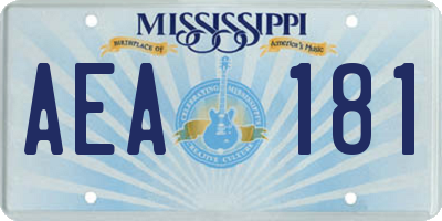 MS license plate AEA181