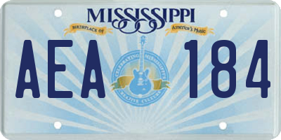 MS license plate AEA184