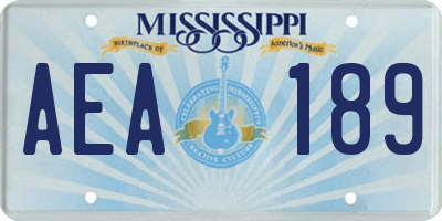 MS license plate AEA189